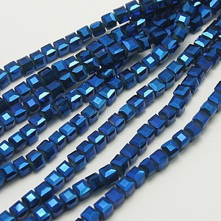 Electroplate Glass Beads Strands X-EGLA-D018-6x6mm-55-1