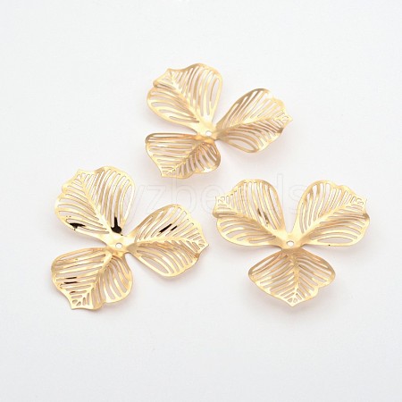 3-Petal Flower Rack Plating Iron Bead Caps LS-X-IFIN-D071-1