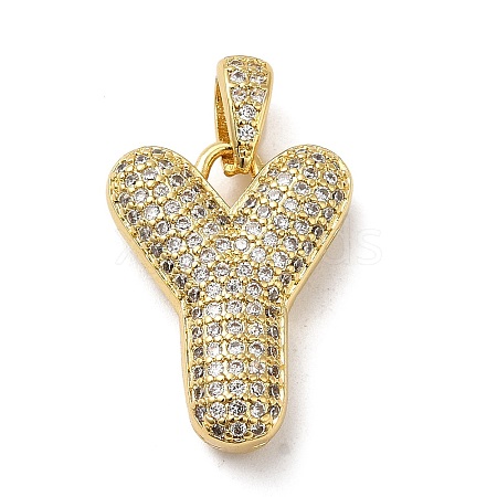 Brass Micro Pave Cubic Zirconia Pendants KK-E061-03G-25-1