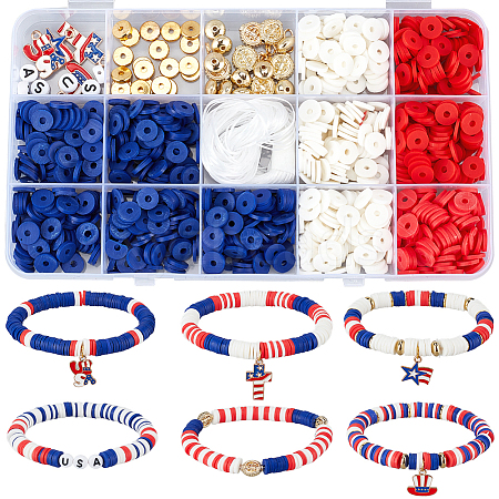 SUNNYCLUE DIY Independence Day Polymer Clay Bracelet Making Kit DIY-SC0025-01-1