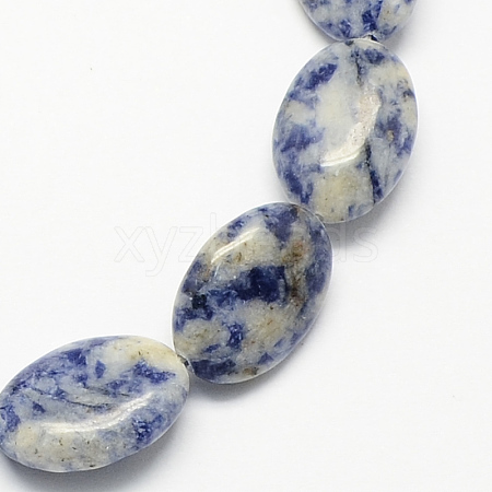 Flat Oval Gemstone Natural Blue Spot Jasper Beads Strands X-G-S113-08-1