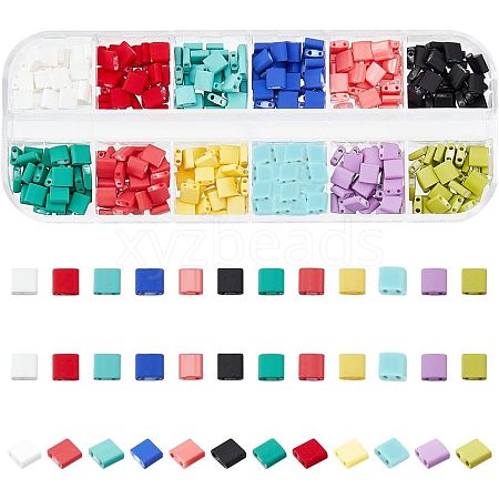  420Pcs 12 Colors 2-Hole Glass Seed Beads SEED-NB0001-75-1