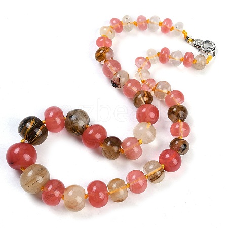 Tigerskin Glass Rondelle Graduated Beaded Necklaces for Women Men NJEW-K388-02P-1