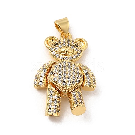 Brass Micro Pave Cubic Zirconia Pendants KK-E077-01G-04-1