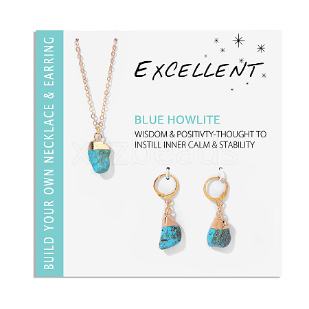 Nuggets Synthetic Turquoise Pendant Necklaces & Earrings Sets for Women WG0BEC3-02-1