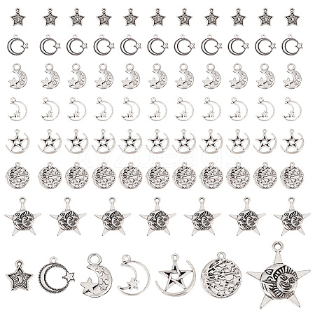 84Pcs 7 Style Tibetan Style Alloy Pendants TIBEP-PH0001-52-1