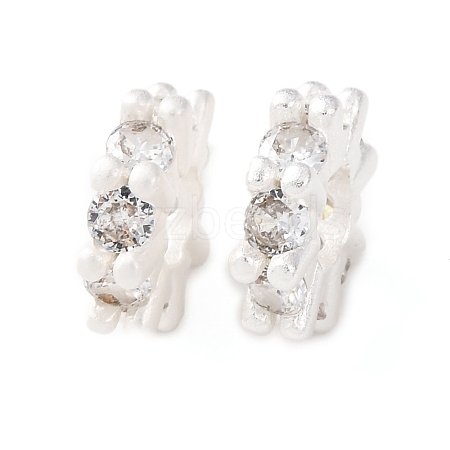 Brass Micro Pave Cubic Zirconia European Beads KK-C157-09B-S-1