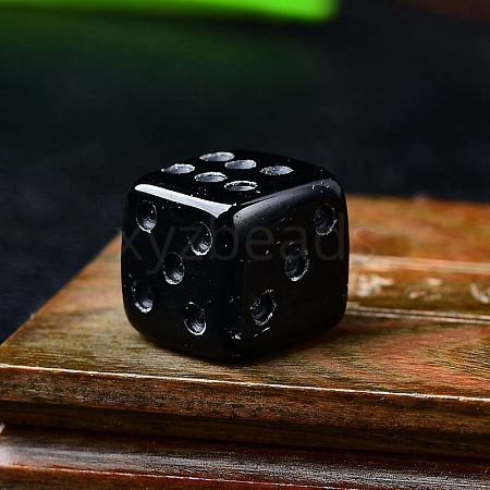 Natural Obsidian Carved Dice Figurines Statues for Home Office Desktop Decoration PW-WG06413-13-1