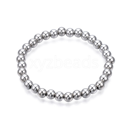 Non-Tarnish 201 Stainless Steel Round Beaded Stretch Bracelet for Men Women BJEW-N017-163B-01-1