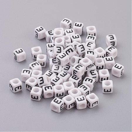 Acrylic Horizontal Hole Letter Beads PL37C9308-E-1