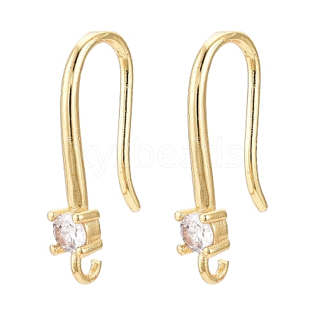 Brass Micro Pave Clear Cubic Zirconia Earring Hooks ZIRC-R112-06G-1