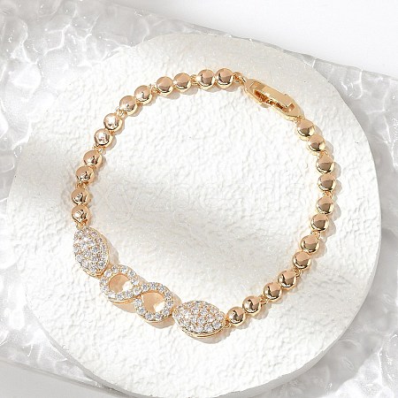 Brass Micro Pave Cubic Zirconia Link Chain Bracelets KK-R217-45G-1