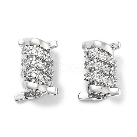 Rack Plating Brass Micro Pave Cubic Zirconia Beads KK-Z071-38P-1