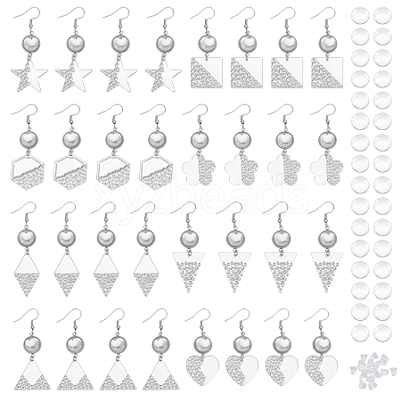 16 Pairs 8 Styles Blank Glass Dome Dangle Earrings EJEW-AB00007-1