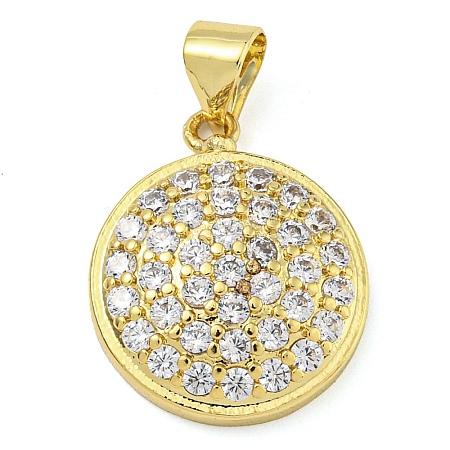 Rack Plating Brass Micro Pave Clear Cubic Zirconia Pendants KK-Z063-23G-1