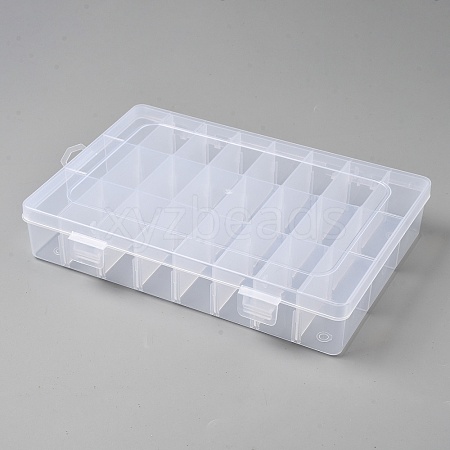 24 Grids Plastic Adjustable Dividers Storage Boxes with Hinged Lid CON-WH0086-215-1