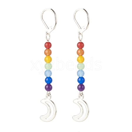 Natural Malaysia Jade with Alloy Moon Long Dangle Leverback Earrings EJEW-JE04910-02-1