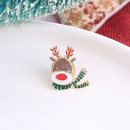 Christmas Alloy Enamel Pins AJEW-A056-05B-1