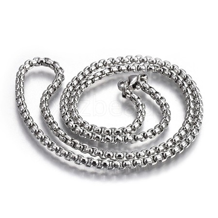 Non-Tarnish 304 Stainless Steel Box Chain Necklaces NJEW-O110-05H-P-1