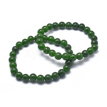 Natural TaiWan Jade Bead Stretch Bracelets X-BJEW-K212-A-019-1