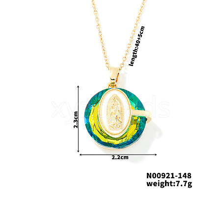 Luxury Fashionable American and European Style Brass Glass Virgin Mary Pendant Necklaces for Women DB7560-3-1