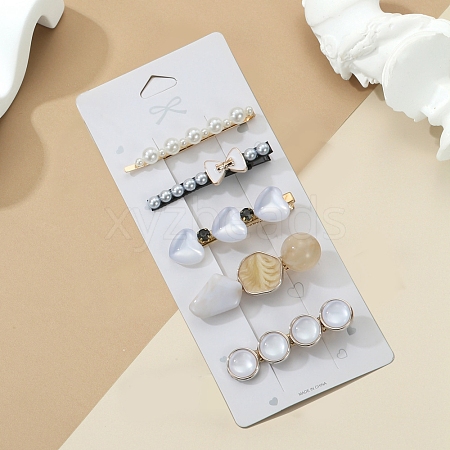 5Pcs Iron Alloy with Plastic Pear Alligator Hair Clips & Hair Bobby Pins PW-WG90E75-02-1