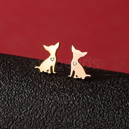 Stainless Steel Dog Stud Earrings PW-WG53AF2-03-1