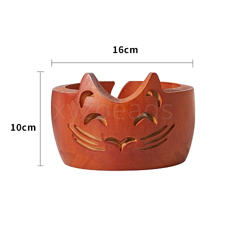 Cat Portable Wood Yarn Bowl PW-WG57847-02-1