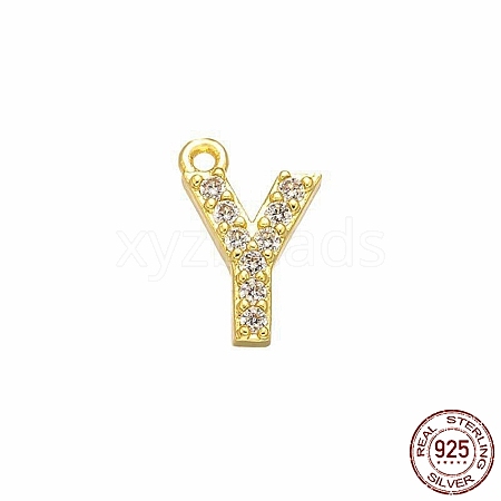 Real 18K Gold Plated 925 Sterling Silver Micro Pave Clear Cubic Zirconia Charms STER-P054-10G-Y-1