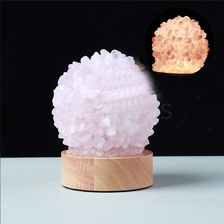 Natural Rose Quartz Ball Night Light PW-WG29913-04-1