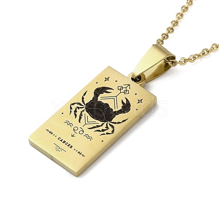 304 Stainless Steel Black Enamel Rectangle with Constellation Pendant Necklaces NJEW-I128-01C-1