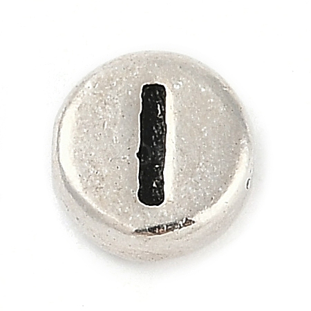 925 Sterling Silver Flat Round with Letter Beads LS-STER-G044-01AS-I-1