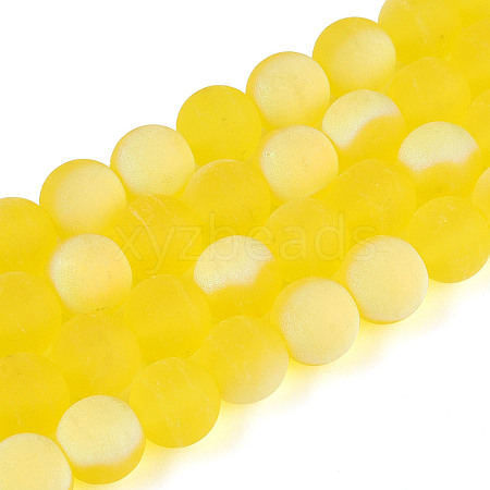 Frosted Transparent Glass Beads Strands GLAA-T032-T8mm-MBB11-1