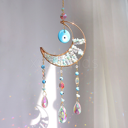 Moon and Evil Eyes Glass Suncatchers PW-WG9AA1F-03-1