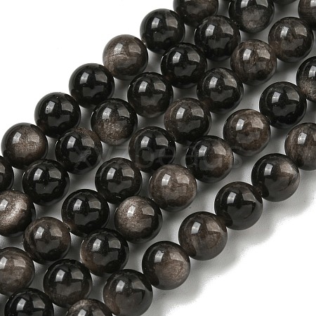 Natural Silver Obsidian Beads Strands X-G-S150-20A-8mm-1