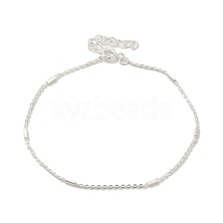 Faceted Column 925 Sterling Silver Cable Chain Bracelets for Women BJEW-E101-01S-08-1