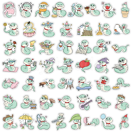 Snake 50Pcs PVC Self-Adhesive Stickers PW-WG0C575-01-1