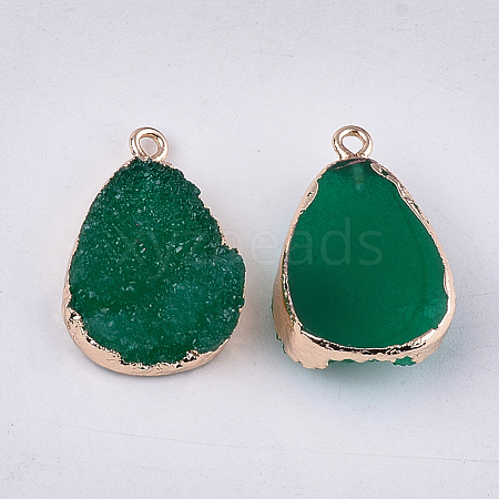 Electroplate Druzy Resin Pendants RESI-S366-19D-1