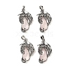 Natural Rose Quartz Brass Pendants G-PW0004-66D-1