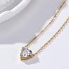 304 Stainless Steel Cubic Zirconia Heart Pendant Necklaces NJEW-Z057-04C-G-3