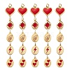 10Pcs 5 Style Real 18K Gold Plated Brass with Jump Rings Enamel Charms KK-LS0001-36-2