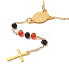 201 Stainless Steel & Glass Rosary Bead Necklaces for Women NJEW-B112-01G-03-1