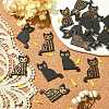 20Pcs 2 Styles Halloween Carved Wood Pendants WOOD-CJ0001-73-5