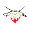 Friendship Heart Loom Pattern Seed Beads Bracelets for Women BJEW-A121-44-1