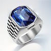 304 Stainless Steel & Glass Finger Rings for Men WGACEC4-01-1