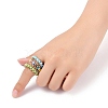 Round Glass Seed Beaded Finger Rings RJEW-JR00307-01-3