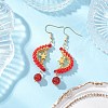 Natural Carnelian Dangle Earrings EJEW-MZ00544-04-1