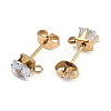 Ion Plating(IP) 304 Stainless Steel Cubic Zirconia Stud Earring Findings STAS-P373-06B-04-2