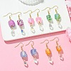 Dyed Natural Quartz & Glass Teardrop Dangle Earrings EJEW-JE05714-2