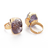 Adjustable Natural Amethyst Finger Rings G-S359-301-3